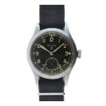 Record - World War II British Military Issue 'Dirty Dozen' wristwatch, signed black dial with sub-