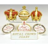 Three Royal Crown Derby Royal Commemorative paperweights, comprising: Golden Jubilee Heraldic