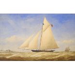 19th Century English School - Watercolour - A gaff rigged racing sloop in Chinese waters,