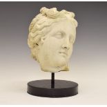 Antique carved white Carrara marble bust of Venus or Aphrodite, modelled with parted curly hair,