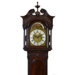Fine quality mahogany cased Chippendale revival dwarf longcase clock, the 7'' break arched brass