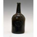 18th Century green glass mallet shaped wine bottle bearing the seal of I. Elliott of Stonehouse