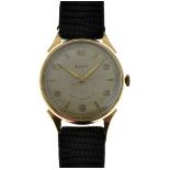 Laco - Gentleman's Antimagnetic 9ct gold wristwatch, manual wind, signed off-white dial with applied
