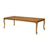 Late 19th/early 20th Century French giltwood and bergere window seat, the rectangular cane work