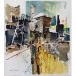 Chris Forsey (b.1951) - Watercolour - Fence, Stack And Tower, Geevor Mine, signed, 39cm x 35cm A.