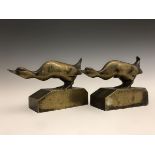 Georges Laurent - Pair of Art Deco design bronze bookends, each formed as a duck and bearing