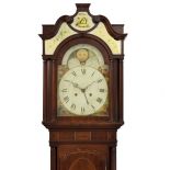 Mid 19th Century inlaid mahogany eight day painted dial longcase clock, anonymous, North West