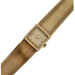Rolex, Precision - Lady's 9ct gold manual wind bracelet watch, the square white dial with gilt
