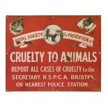 Vintage enamel R.S.P.C.A. sign - Royal Society For The Prevention Of Cruelty To Animals, the red