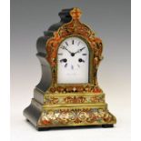 19th Century French red boulle and ebonised mantel clock, Molé a Paris, the arched white dial with