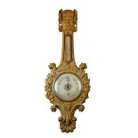 Late 19th Century carved and stripped softwood aneroid barometer, Emilio Zuccani, No.32 & 33,