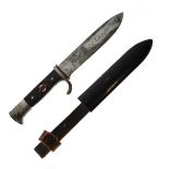 Militaria - Third Reich Hitler Youth Knife, plain single edged blade, 14cm long, etched with