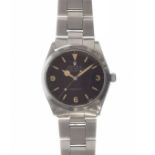Rolex - Explorer Oyster Perpetual Precision wristwatch, ref: 5500, signed black dial with line