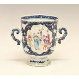 Early 19th Century Chinese Famille Rose Mandarin palette two handled cup decorated with two