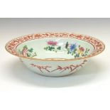 Chinese Famille Rose bowl decorated in the Qianlong manner with a spotted deer in a landscape, 37.