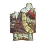 19th Century stained and leaded glass panel depicting a kneeling Virgin, 55.5cm x 42.5cm