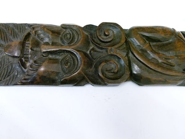 Antique oak carving of arched rectangular form, probably an 'atlas' (figural pilaster), the upper - Image 4 of 8
