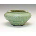 Chinese celadon glazed bowl having stylised foliate decoration, 24.5cm diameter Condition: A few