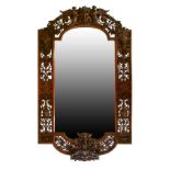 19th Century Renaissance revival carved mahogany wall mirror, the bevelled oblong plate with