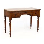 Victorian mahogany dressing table fitted three drawers raised on turned supports, 103cm wide