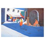 Godwin Bennett - Gouache - North African market scene, unframed, 19cm x 27.5cm Condition: