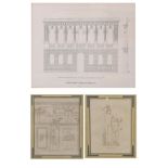 Printed architectural façade study of 'Palazzo Pompei, Verona', by San Michele, together with six