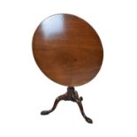 Georgian mahogany circular snap top supper table on tripod base, 78cm diameter Condition: