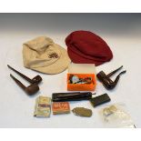 Two vintage Oxford College caps, quantity of smoking pipes, gent's wristwatches etc Condition:
