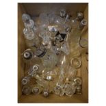 Large group of cut glass scent bottles, to include: examples with silver collars (approx 25)