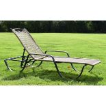Modern powdered coated metal and cane work recliner sun lounger with adjustable back Condition: