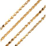 Gold coloured metal fancy link long neck chain Condition: