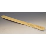 Victorian ivory page turner having floral and foliate carved handle, 37cm long Condition: