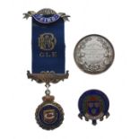 Early 20th Century silver horticultural medal, cased, a silver and enamel Freeman of Shrewsbury