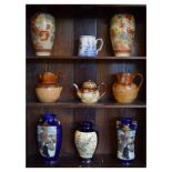 Assorted ceramics to include: two relief moulded stoneware jugs and similar teapot, and five