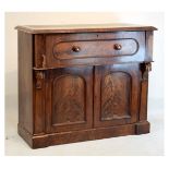 Victorian mahogany secretaire cabinet having a panelled fall front drawer enclosing satin birch