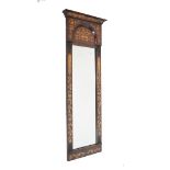 19th Century walnut and marquetry framed mirror, overall height 118cm Condition: