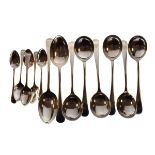 Group of early to mid 20th Century silver Old English pattern silver spoons comprising: pair of