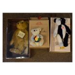 Steiff Collectors Bears - Teddy Bear Pierrot white and black 26cm, and The Exhibition Bear holding a