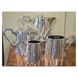 Late 19th/early 20th Century silver plated four piece tea set having decoration of ferns and foliage
