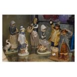 Five Lladro figures - Shepherdess with Ducks, Duck Seller, Winter, Girl with Poppies and Matt glazed