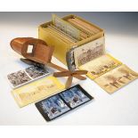 Collection of stereoscopic view cards and a wooden viewer Condition: