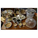 Selection of cut glass and plated wares to include: Waterford Master Cutters lead crystal bowl,