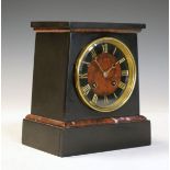 Victorian slate and marble mantel clock, 19cm high Condition: