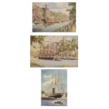 Frank Shipsides - Pair of limited edition signed coloured prints - Four masted vessel travelling