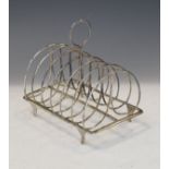 George III silver six division toast rack of loop design on four supports, London 1802, 5.7ozt