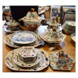 Large group of assorted early to mid 19th Century Ironstone China dinnerwares to include: large