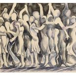 Bren Tranter (Modern) - Watercolour - 'Dance Troupe', signed lower right, 31cm x 34.5cm, framed