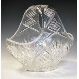 Large cut glass basket, 33cm high Condition: