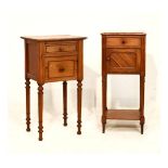 Pitch pine bedside cabinet or night cupboard having a rectangular top over single drawer and drop
