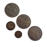 Three Victorian Crowns, 1890, 1891 and 1889 and two other Victorian silver coins Condition: